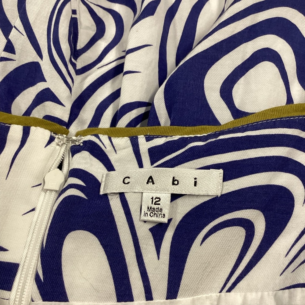 CAbi SZ 12 pleated lined swing style skirt pockets cotton blend drop waistband - Picture 7 of 11